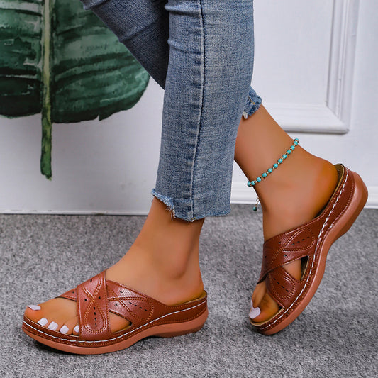 Vintage Retro Slides Shoes: Summer Wedge Sandals with Anti-Slip Design