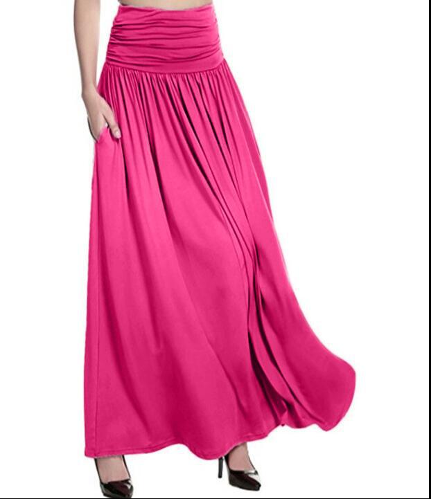 Solid Color Mid-length High Waist Skirt Large Swing Skirt