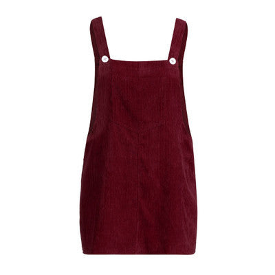 Solid Color Corduroy Suspender Dress for Women with a Halter Neck