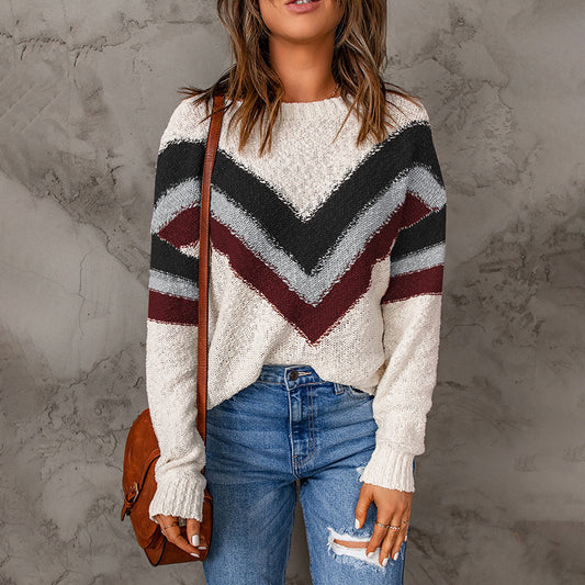 New Round Neck Knitted Sweater for Women's Clothing