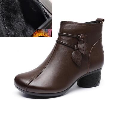 Plush Warm Boots for Women with Thick Heel