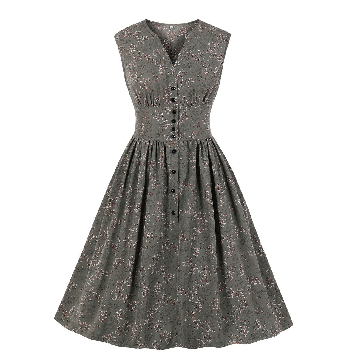 Retro Floral Sleeveless Dress for Women with Long Length