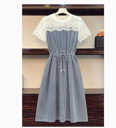 Summer's New Fat Sister Loose Waist Slimming Lace Dress