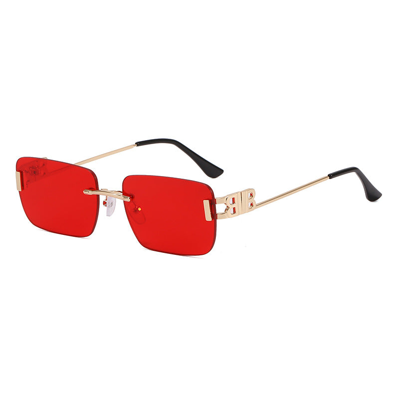 Men And Women Fashion Retro Rimless Small Lens Sunglasses