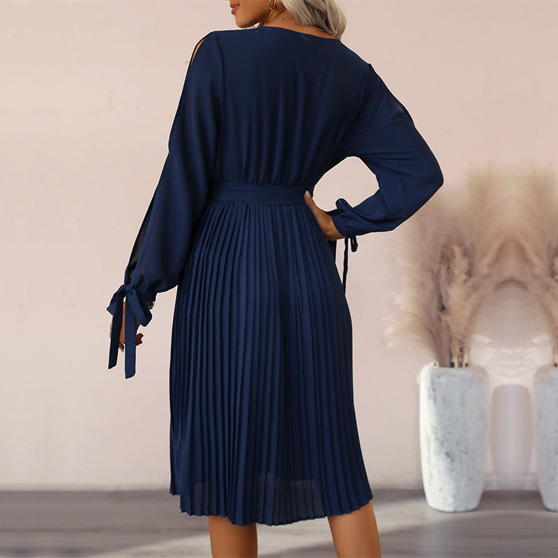 Fashion Women's Temperament Hollow Long-sleeved Dress