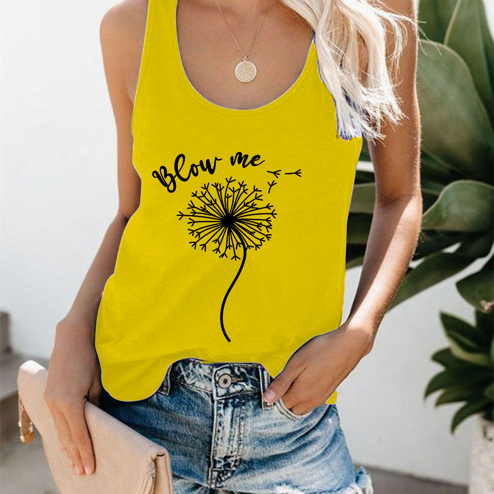 Women's Loose Round Neck Pullover Loose Vest T-shirt