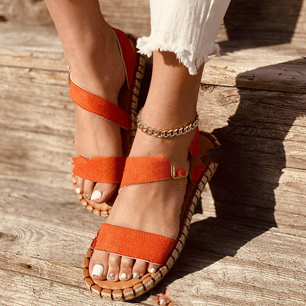 Side Buckle One Strap Fashion Ladies Sandals