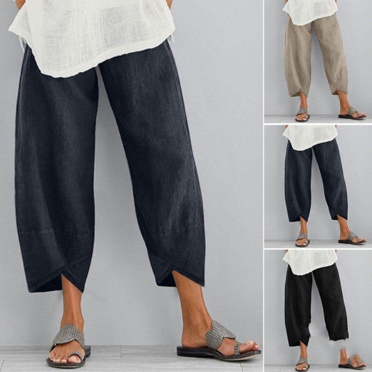 Mid-Rise Wide-Leg Cotton Pants - Perfect for a Casual Look