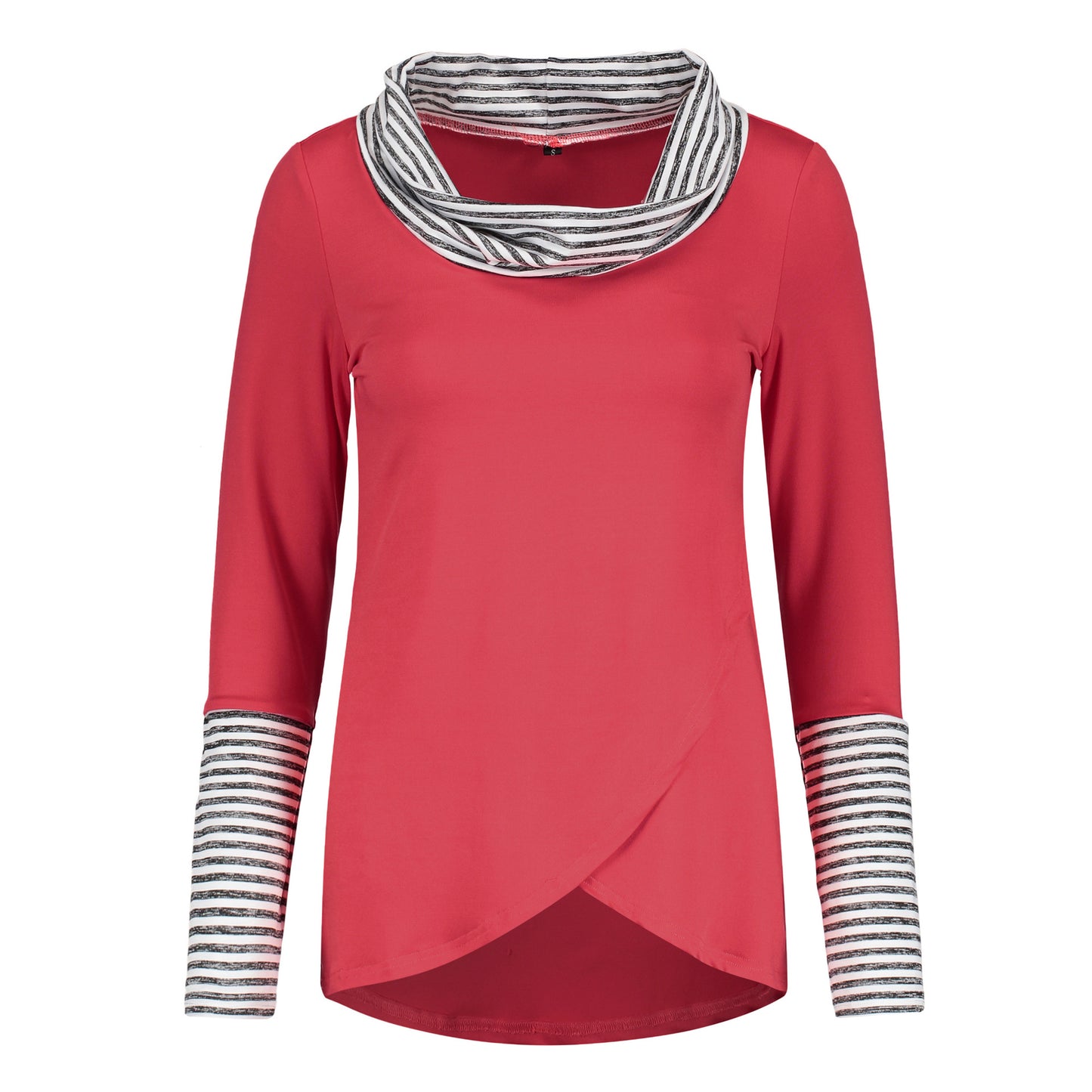 Striped Turtleneck Colorblock Long Sleeve Top - Chic and Stylish Fashion