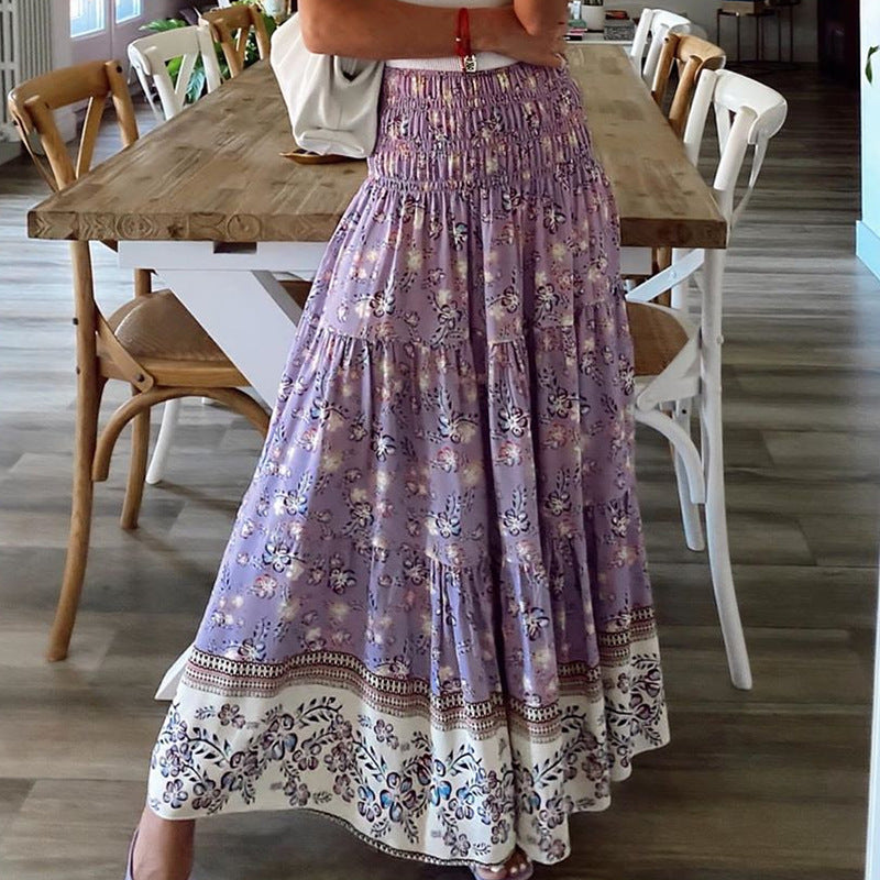 High Waist Skirt with Stylish Elasticated Printed Design