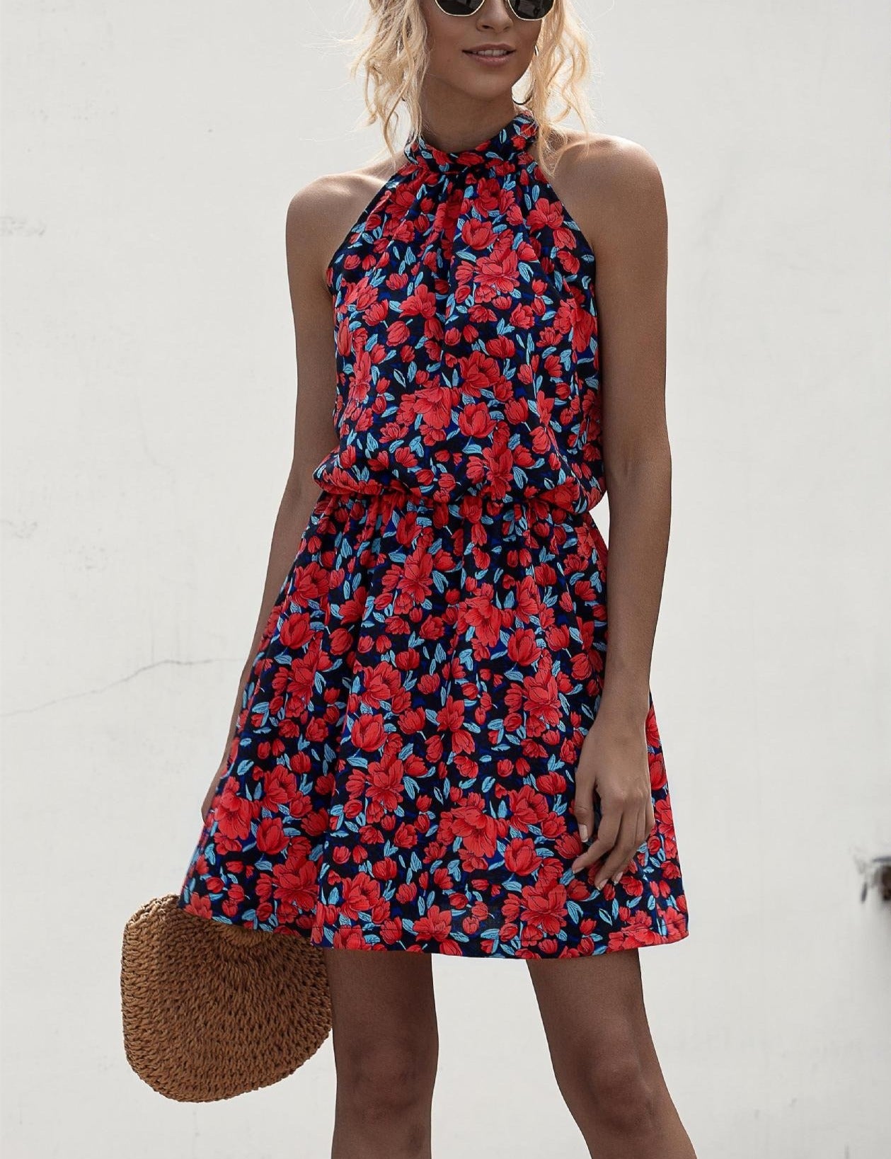 Halter floral print dress