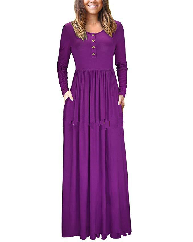 Women's Long Sleeve Dress with Convenient Pockets