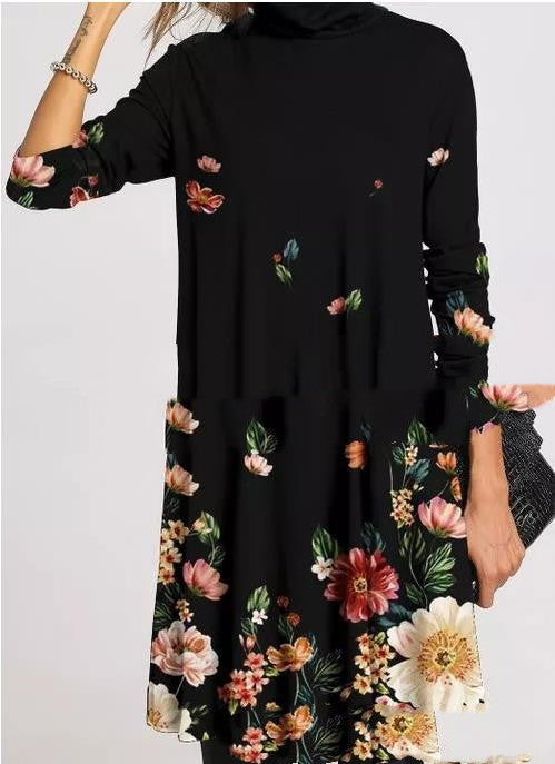 High-Neck A-Line Dress: New Casual Fashion Top