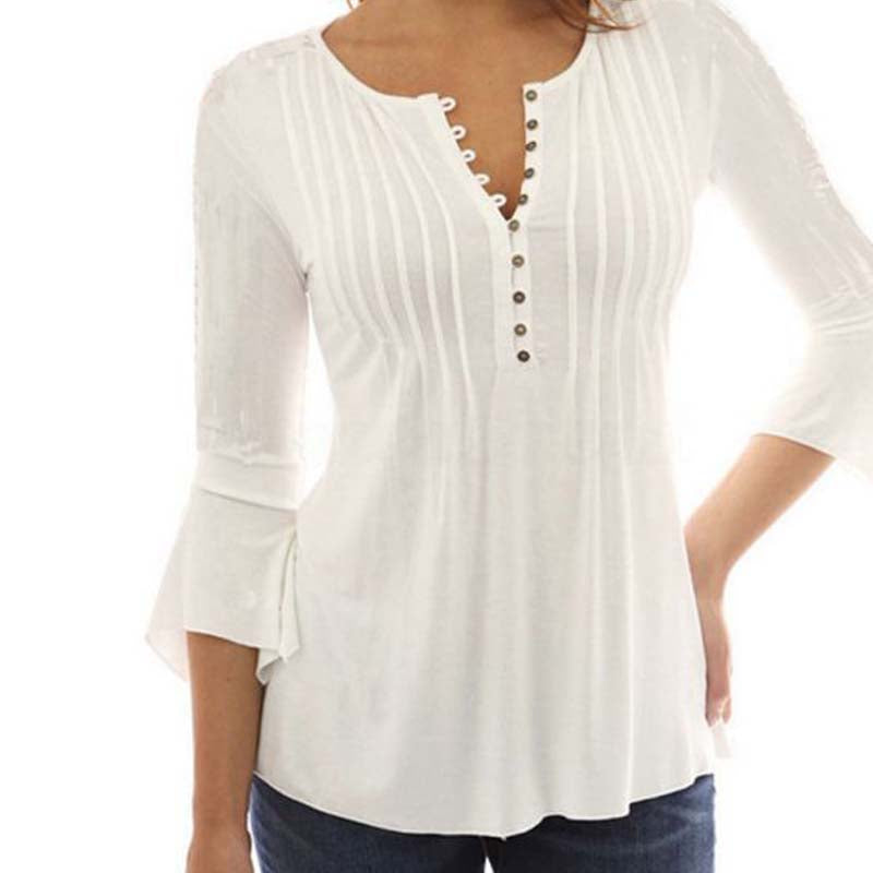 Fashionable Plus Size Flared Sleeve Pleated Top for Women