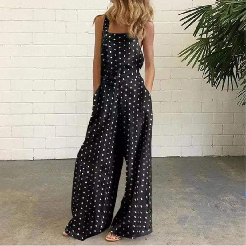 European And American Fashion Digital Print Jumpsuit