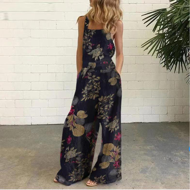 European And American Fashion Digital Print Jumpsuit