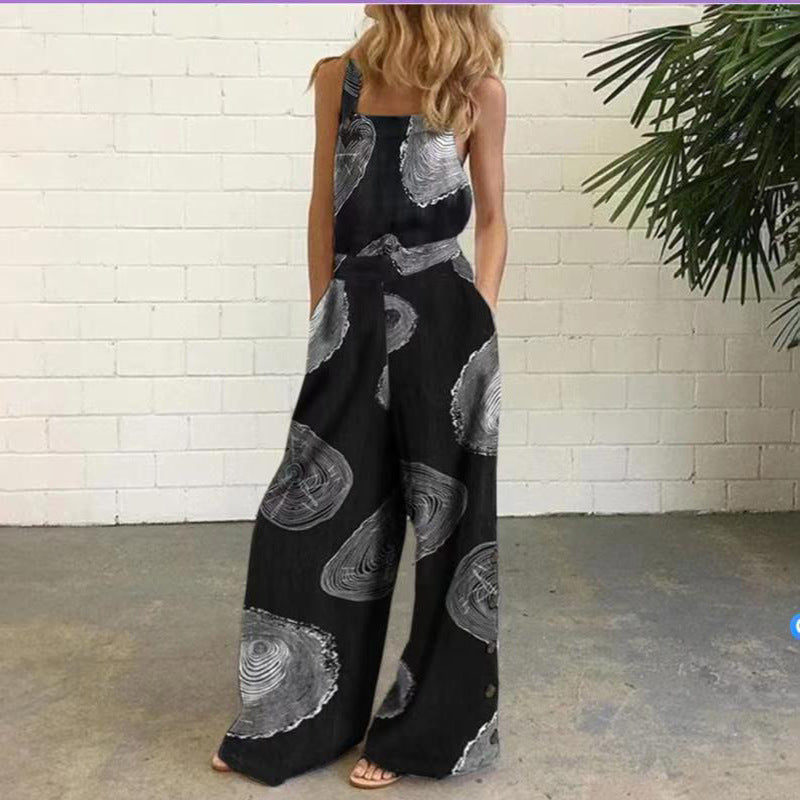 European And American Fashion Digital Print Jumpsuit