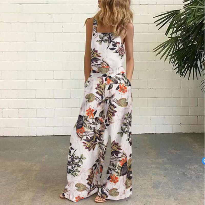 European And American Fashion Digital Print Jumpsuit