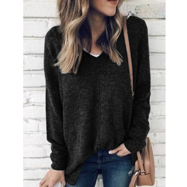 New V Neck Pullover Long Sleeved Plus Size Sweater