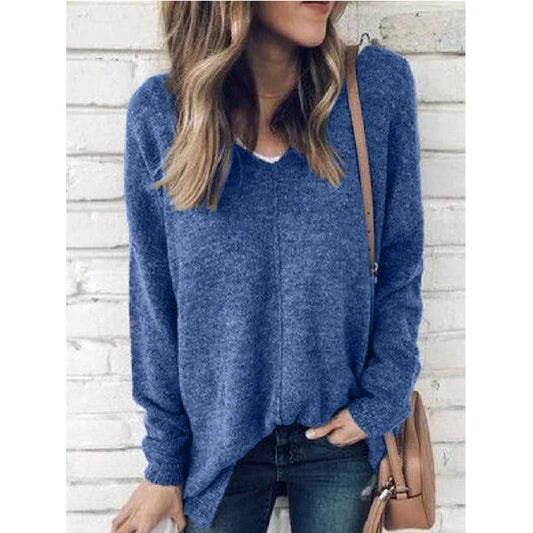 New V Neck Pullover Long Sleeved Plus Size Sweater