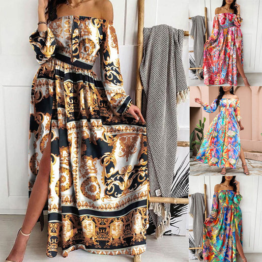 Summer New Women's Cross-border New Sexy Printing Three-color Loose Dress