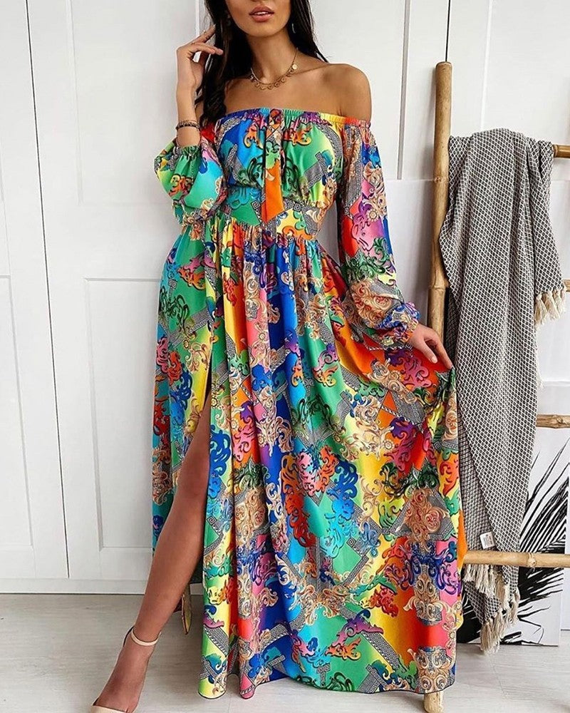 Summer New Women's Cross-border New Sexy Printing Three-color Loose Dress