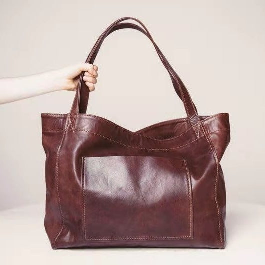 Soft Leather Large Capacity One-shoulder Tote Bag