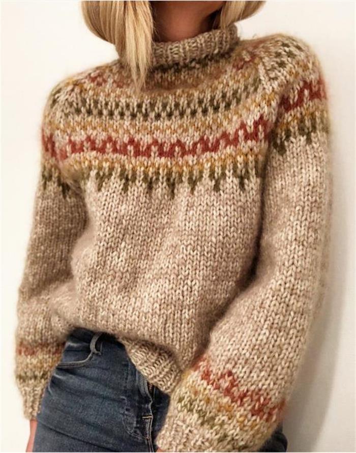Simple Retro Knitted Pullover Top for Casual Wear