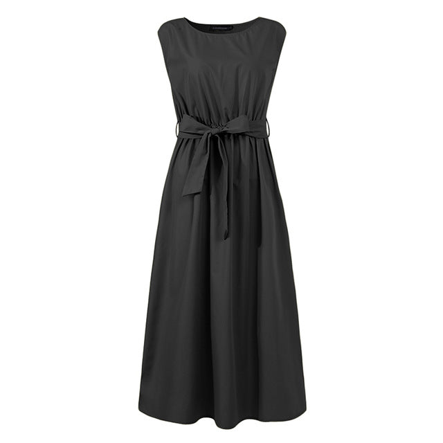 Women's Sexy Sleeveless Long Shirt Dress