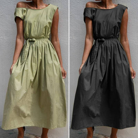 Women's Sexy Sleeveless Long Shirt Dress