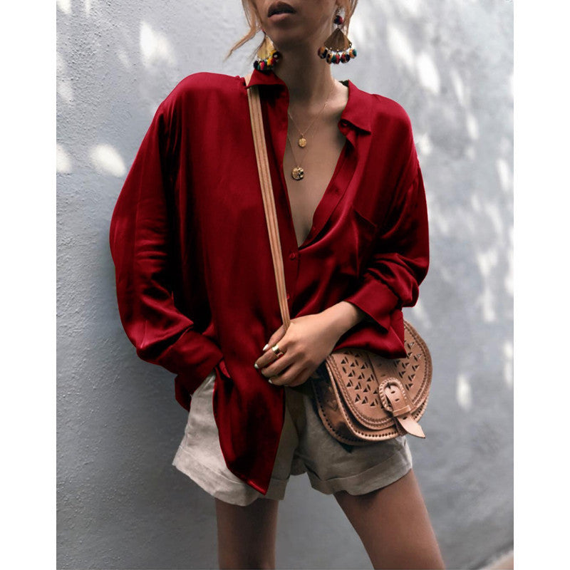 Long Sleeve Button Cardigan Women Loose Shirt