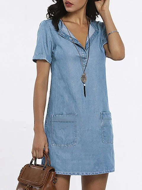 Mid-Length Denim Skirt in Solid Color - A Thin and Stylish Dress