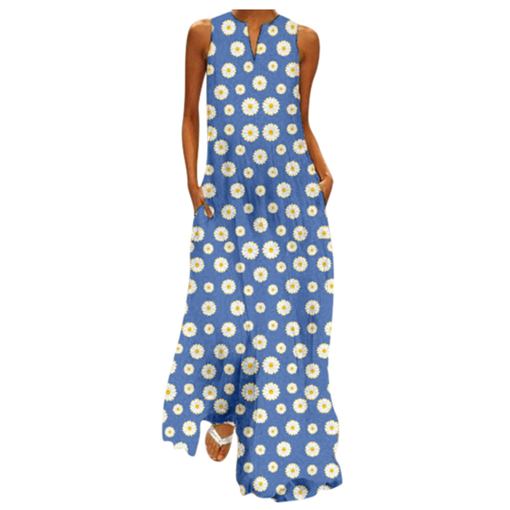 Sleeveless Daisy Dress with Long Skirt for Women