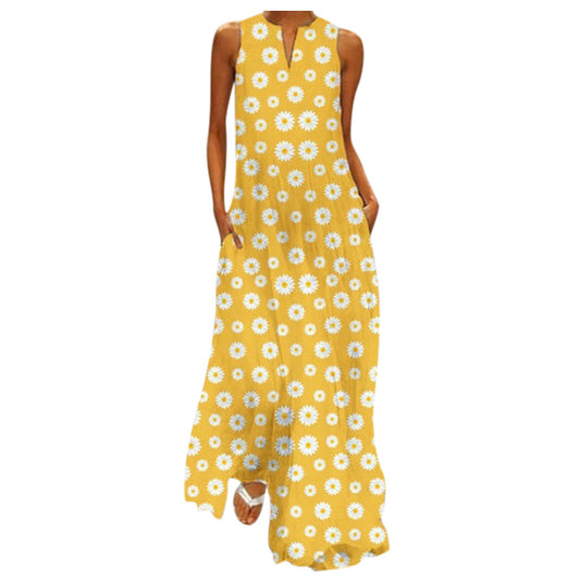 Sleeveless Daisy Dress with Long Skirt for Women