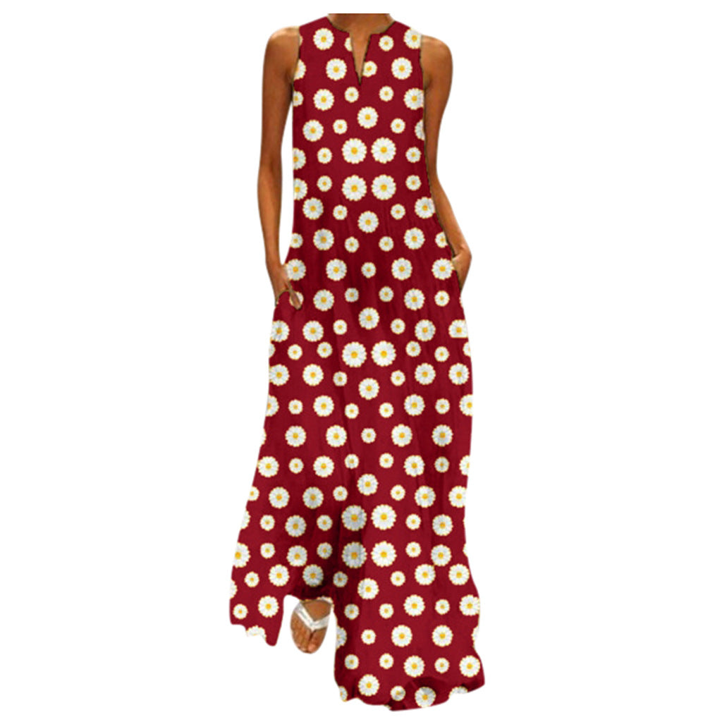 Sleeveless Daisy Dress with Long Skirt for Women