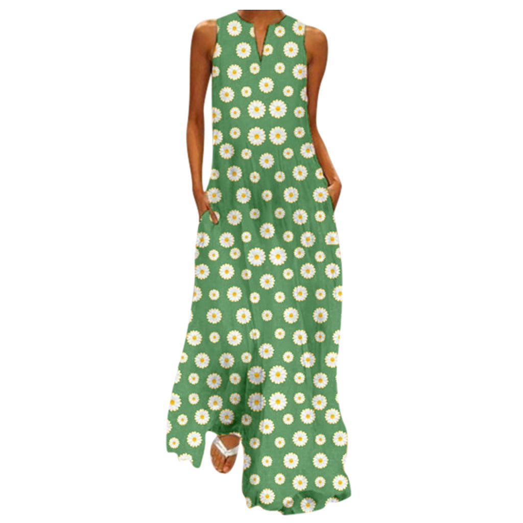 Sleeveless Daisy Dress with Long Skirt for Women