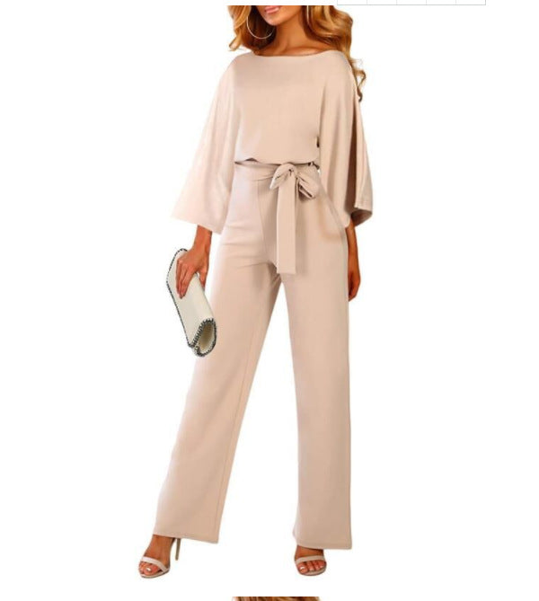 New Style One-Piece Trousers with Three-Quarter Sleeves, Exuding a Touch of Temperament