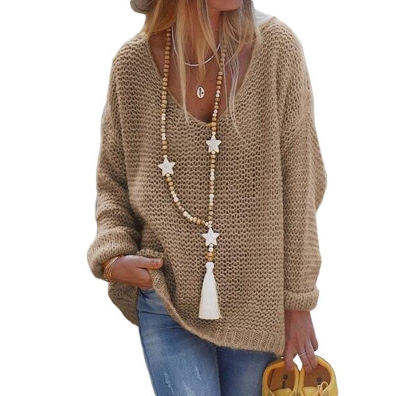 Knit Sweater V-neck Long-sleeved Knitted Top