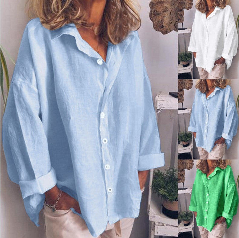 Chic Casual Long-Sleeved Cotton and Linen Shirt