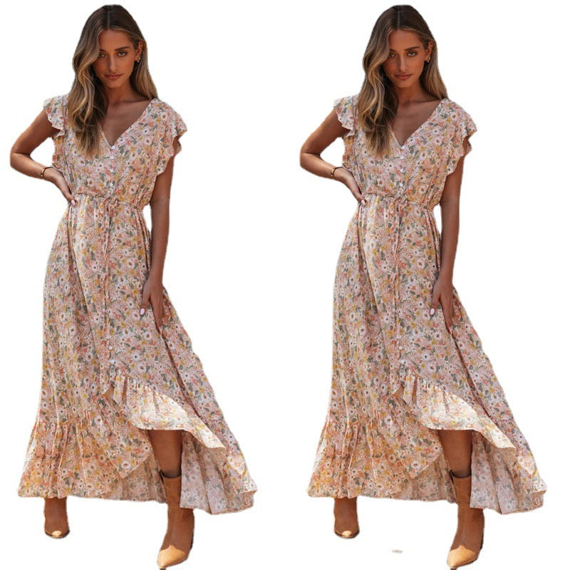 Commuter Bohemian Floral Print Dress