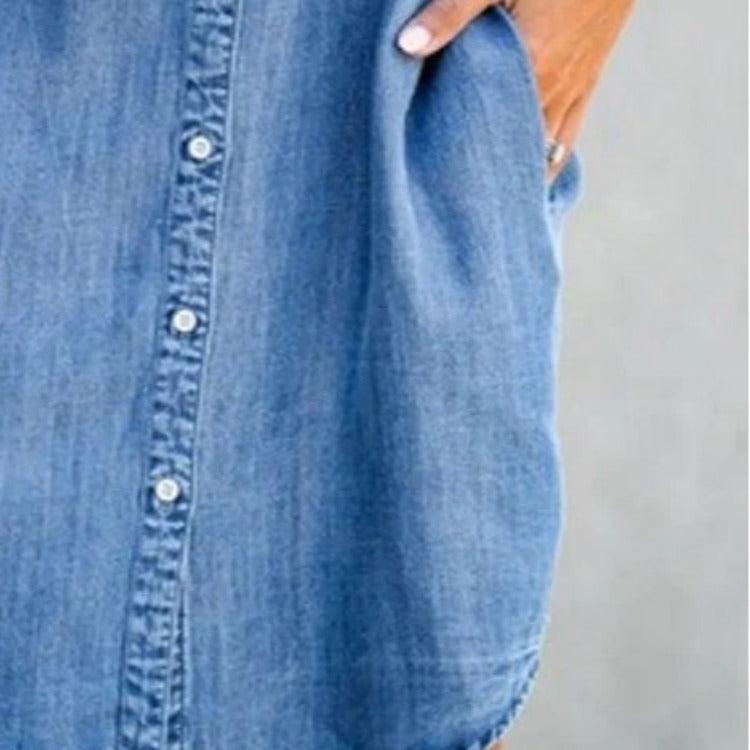 Fashion Loose Short Sleeve Denim Skirt