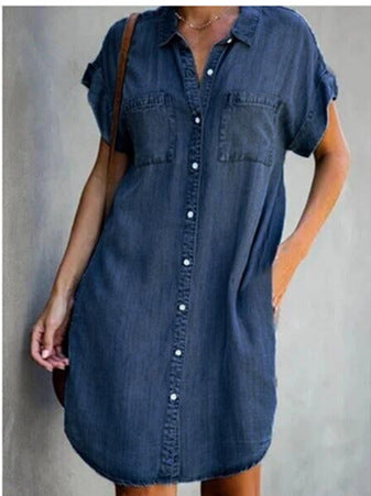 Fashion Loose Short Sleeve Denim Skirt