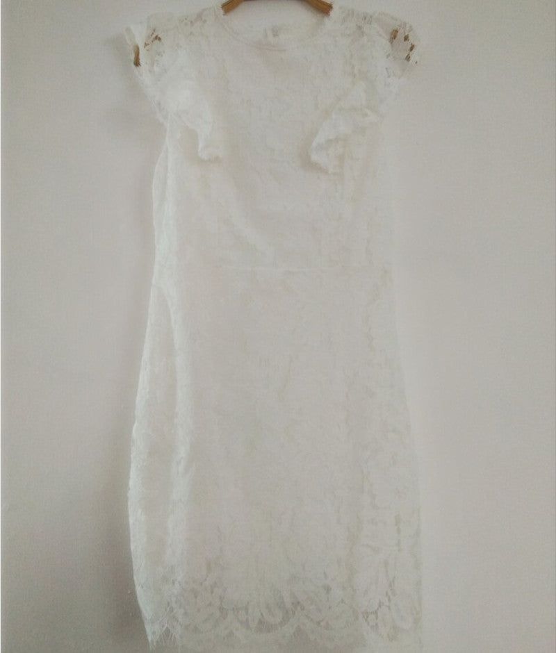 Lace Round Neck Sleeveless High Waist Dress