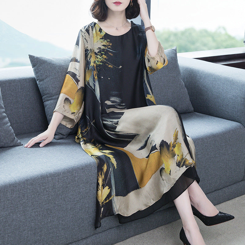 New Loose Plus-Size Printed Long Dress for a Slimming Look