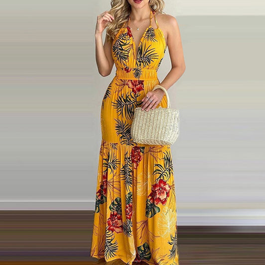 Long Skirt Dress with European and American Print