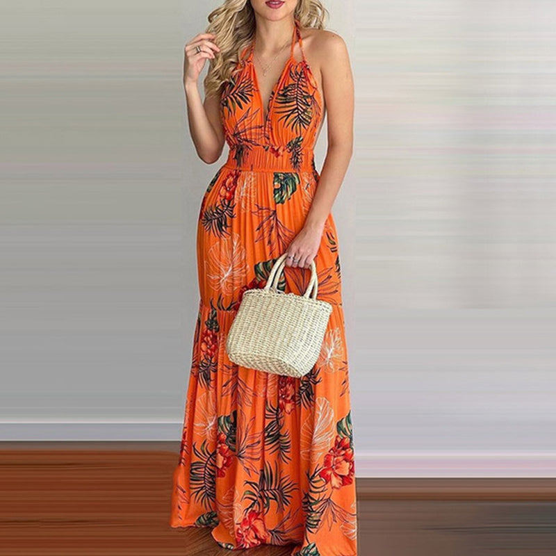 Long Skirt Dress with European and American Print