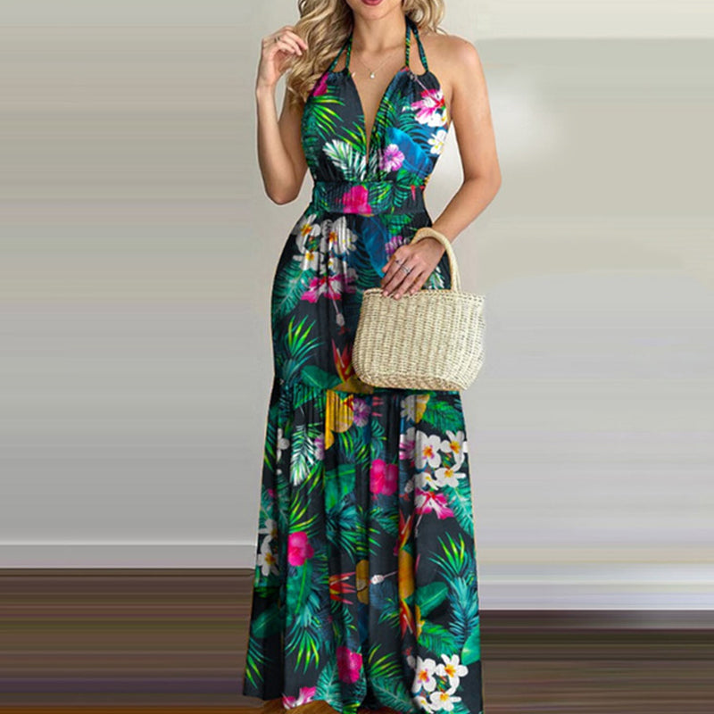 Long Skirt Dress with European and American Print