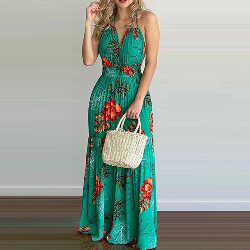 Long Skirt Dress with European and American Print