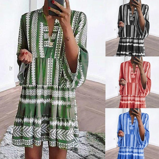 Digital Printed Striped Dress for Women - Available in Four Colors and Eight Yards