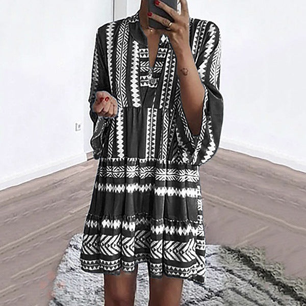 Digital Printed Striped Dress for Women - Available in Four Colors and Eight Yards